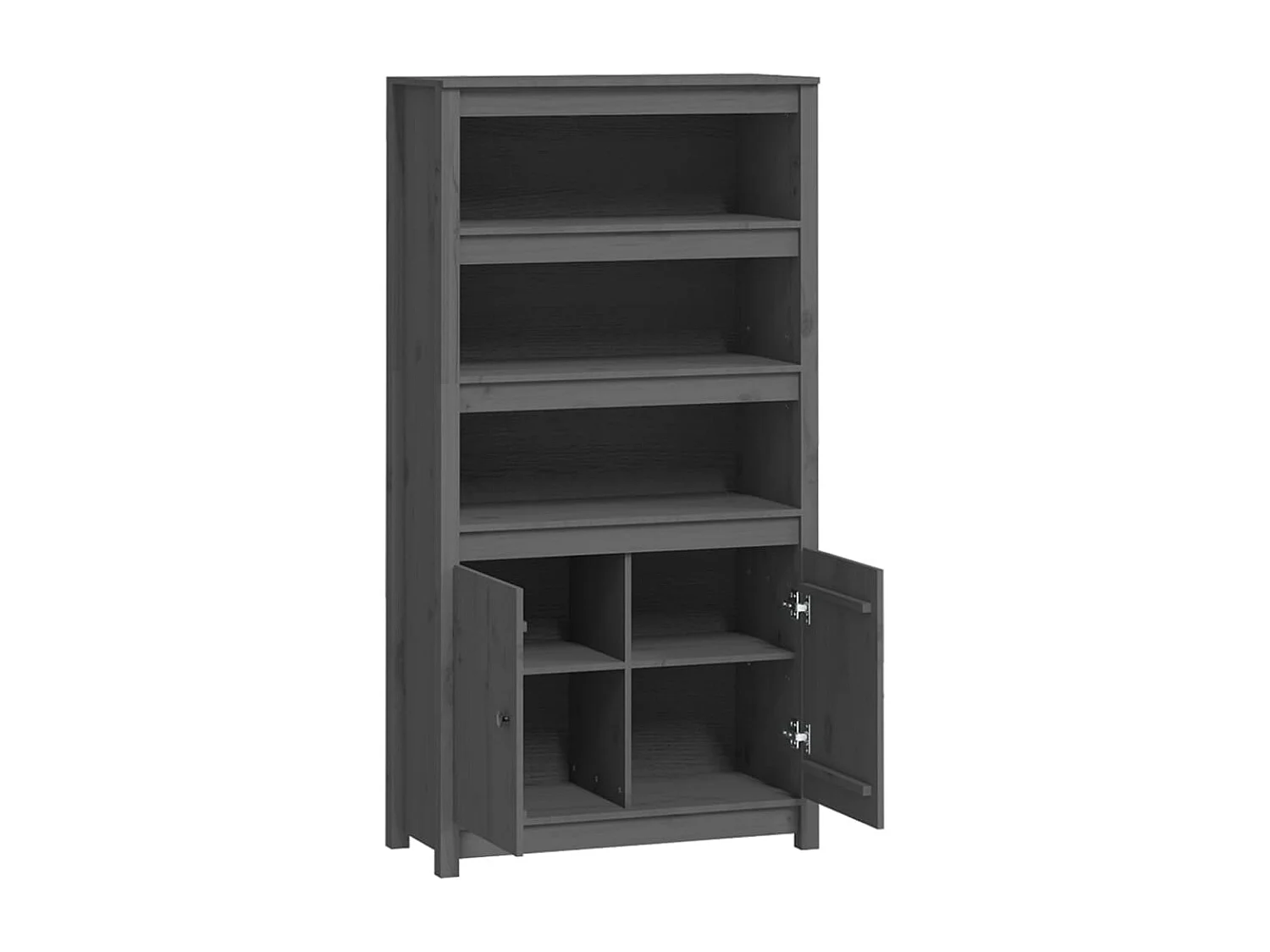 Highboard Grau 80x35x154 cm Massivholz Kiefer