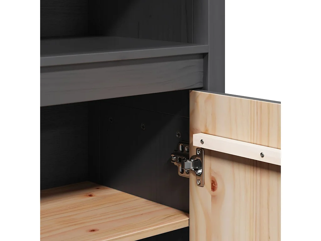 Highboard Grau 80x35x154 cm Massivholz Kiefer