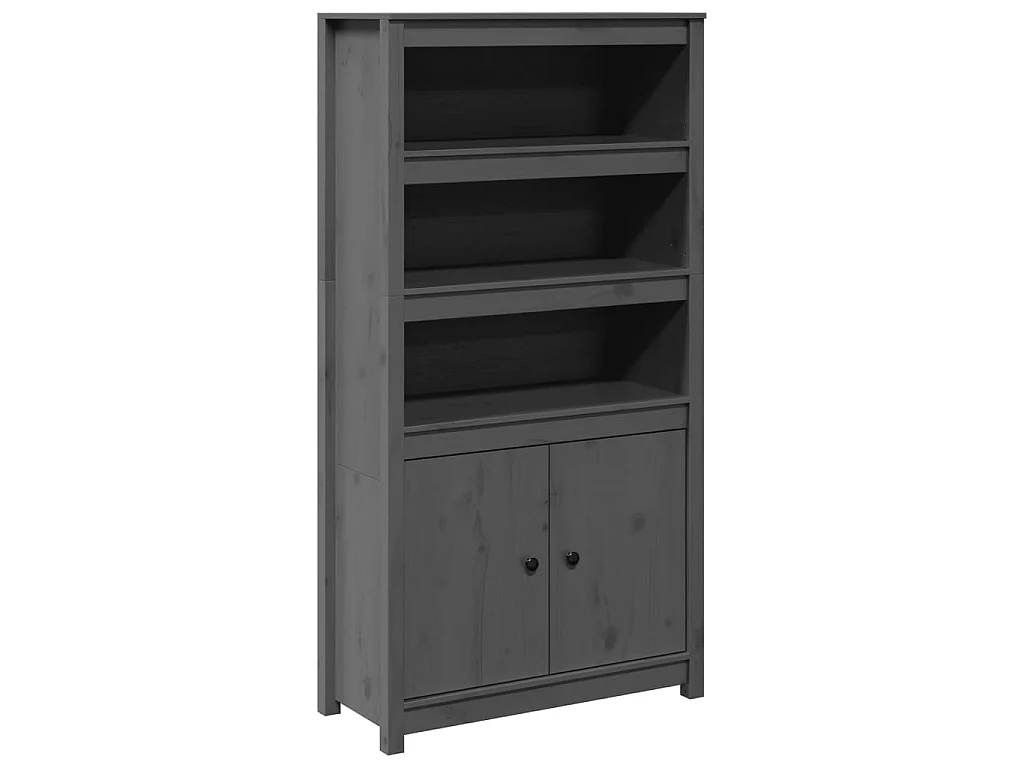 Buffet haut Gris 80x35x154 cm Bois massif de pin