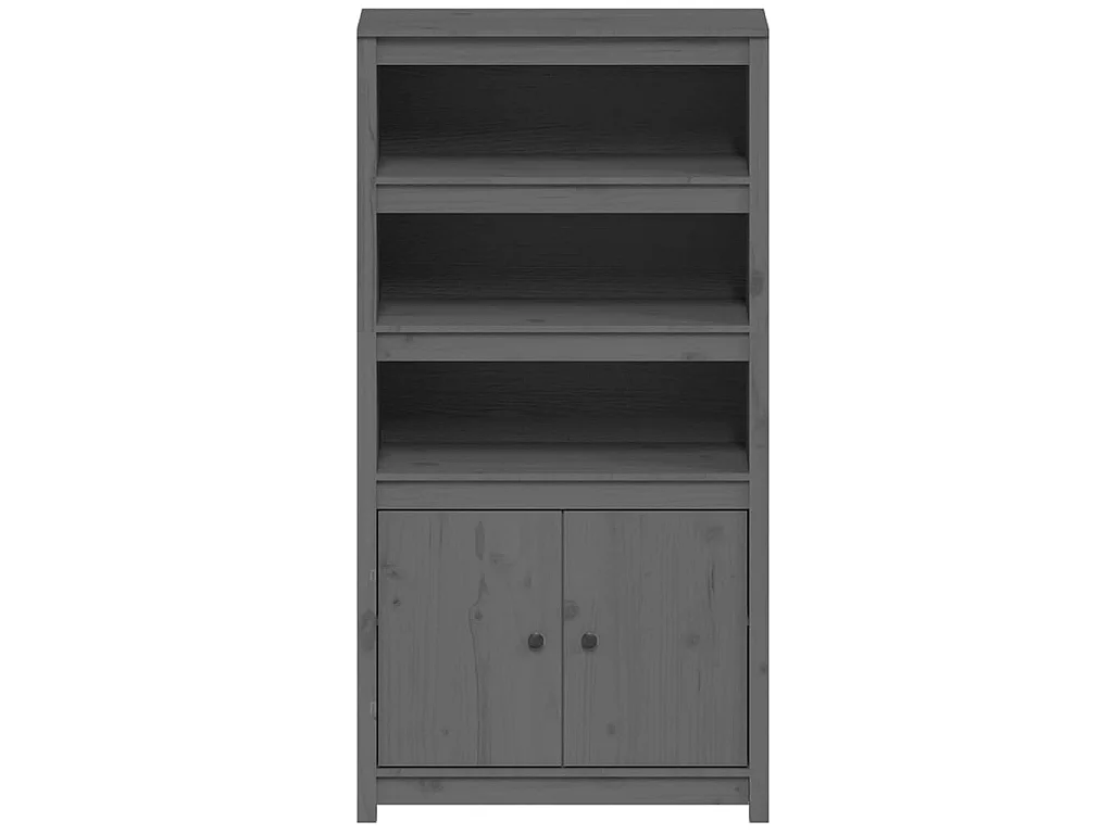 Buffet haut Gris 80x35x154 cm Bois massif de pin