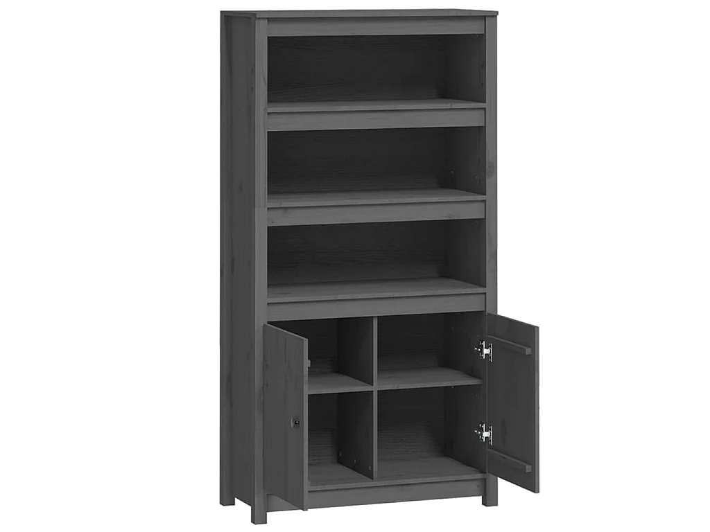 Buffet haut Gris 80x35x154 cm Bois massif de pin