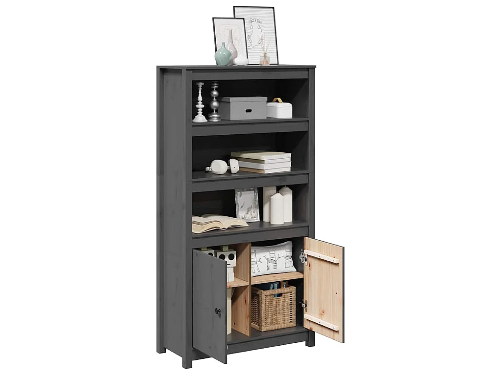 Hoge kast 80x35x154 cm massief grenenhout grijs