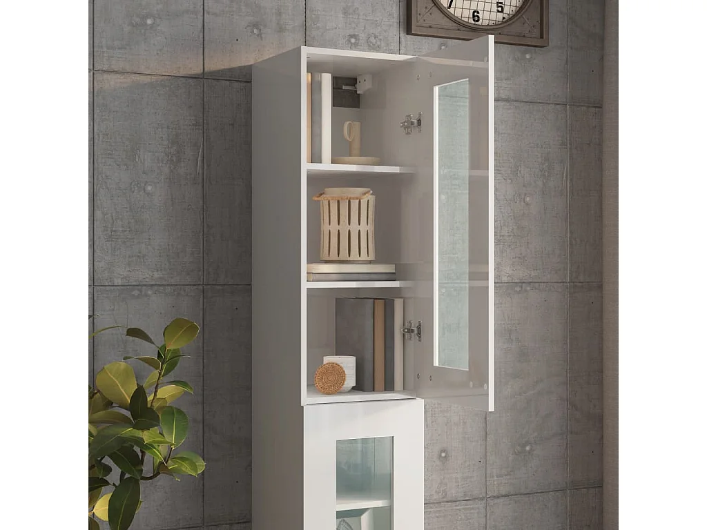 Armoire murale suspendue Blanc brillant 34,5x34x90 cm
