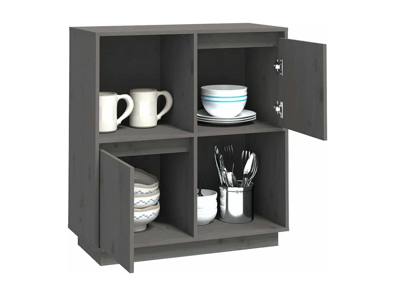 Sideboard Grau 74x35x80 cm Massivholz Kiefer