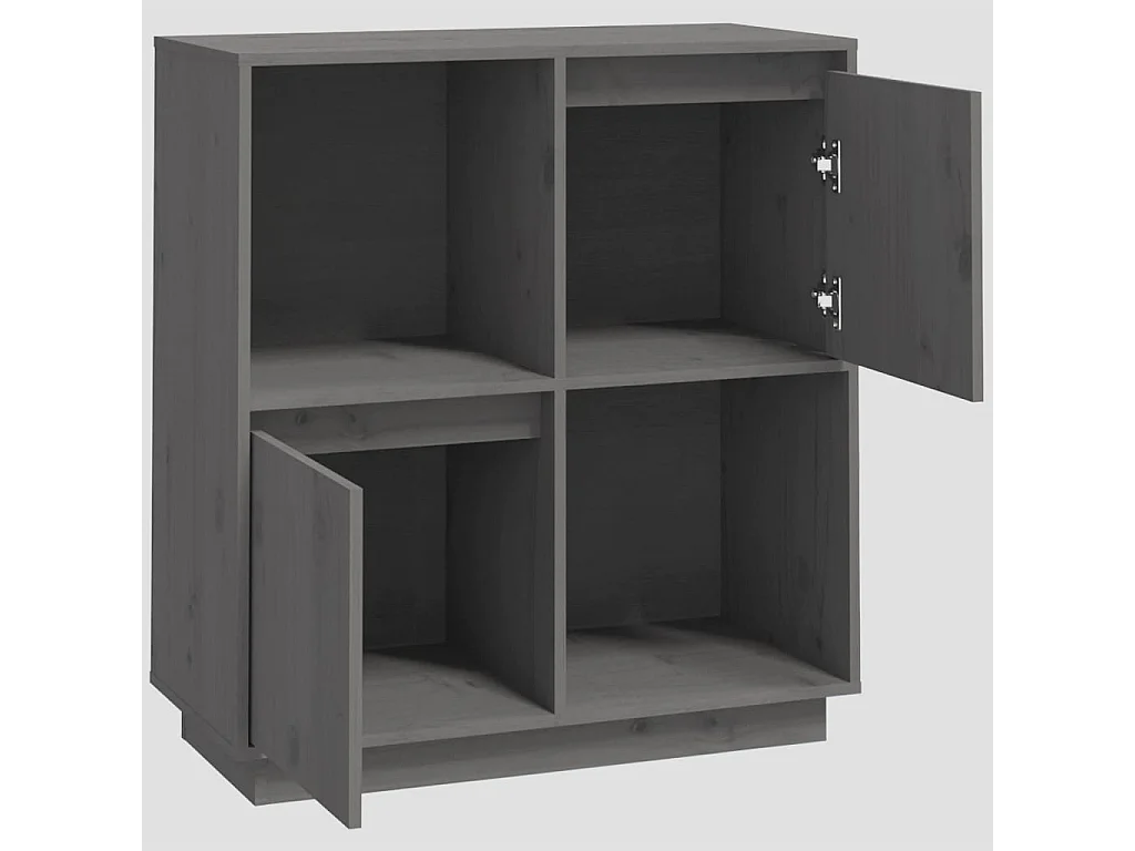 Buffet Gris 74x35x80 cm Bois massif de pin
