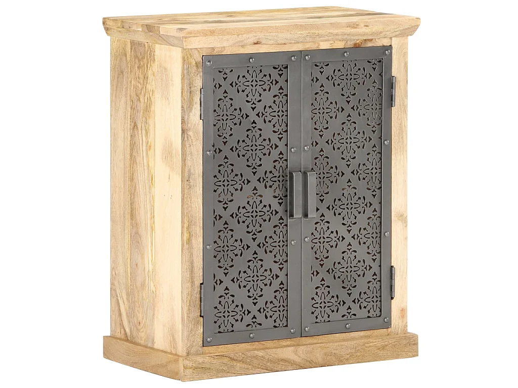 Dressoir met stalen deuren 60x35x75 cm massief mangohout