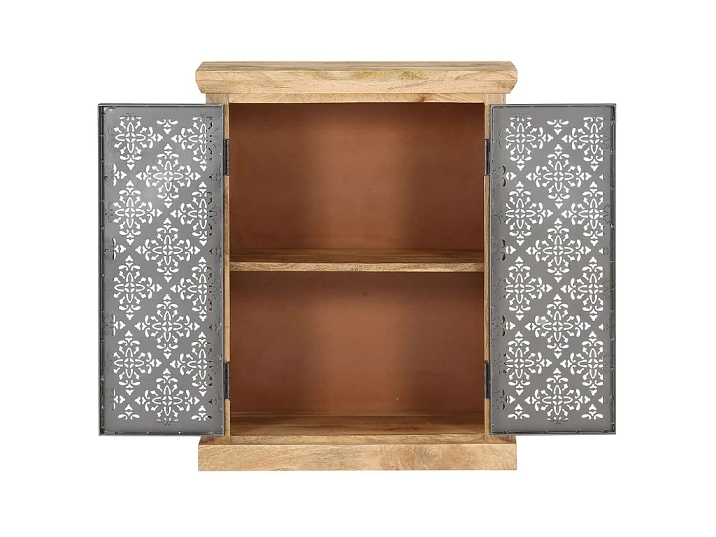 Dressoir met stalen deuren 60x35x75 cm massief mangohout