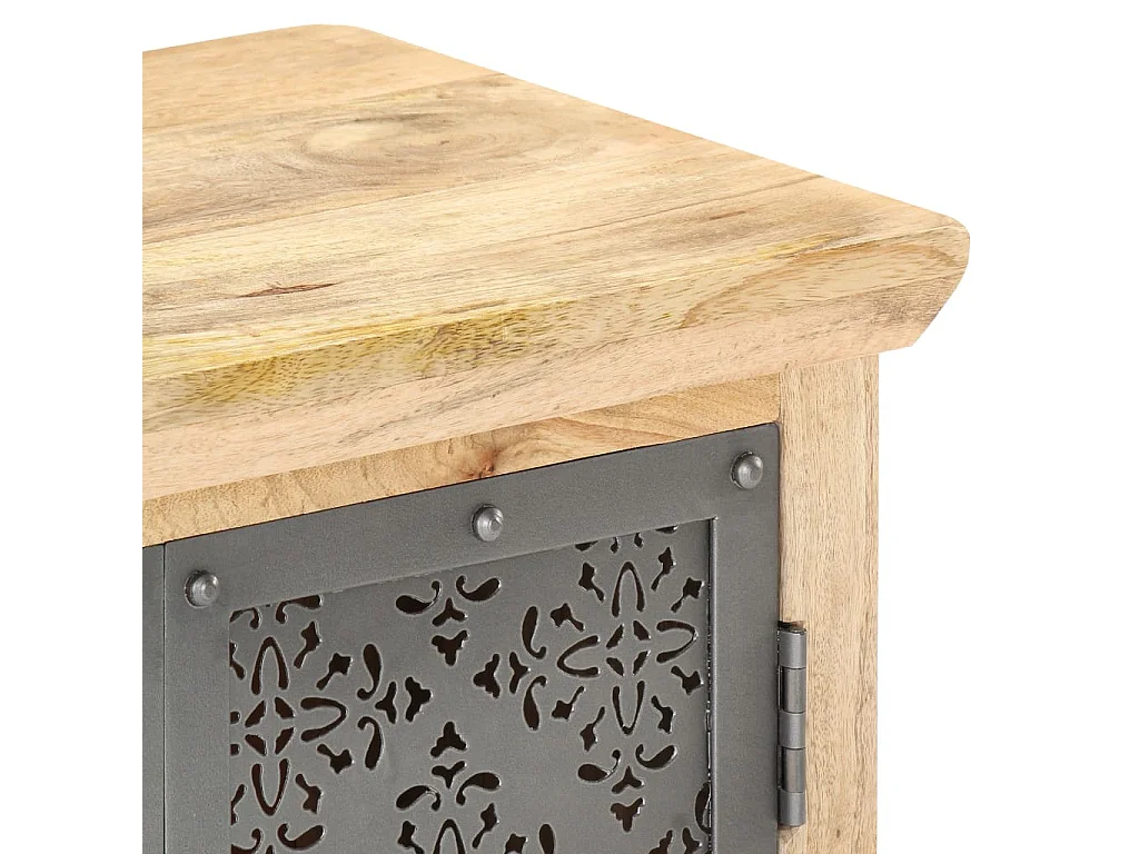 Dressoir met stalen deuren 60x35x75 cm massief mangohout