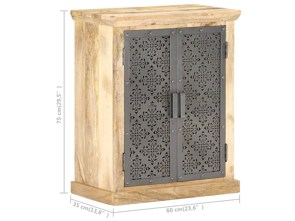 Dressoir met stalen deuren 60x35x75 cm massief mangohout
