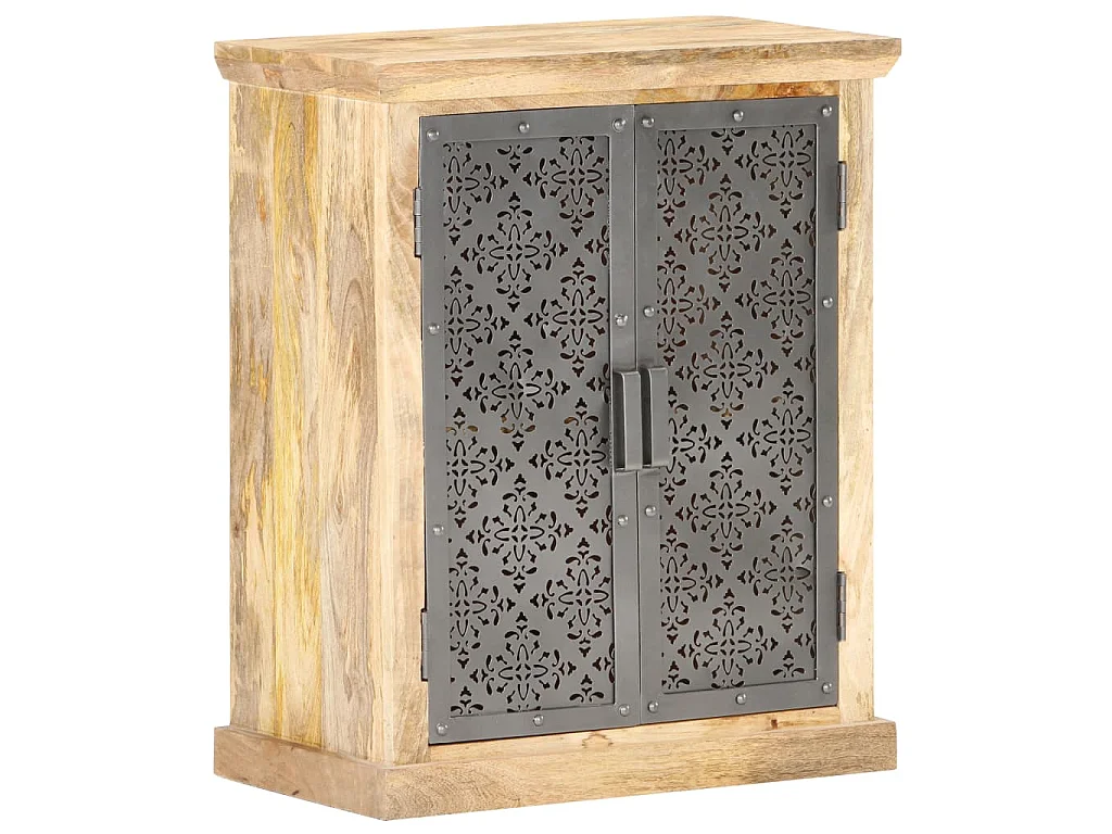 Dressoir met stalen deuren 60x35x75 cm massief mangohout