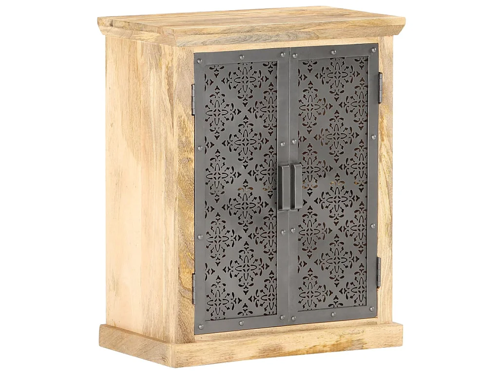 Dressoir met stalen deuren 60x35x75 cm massief mangohout