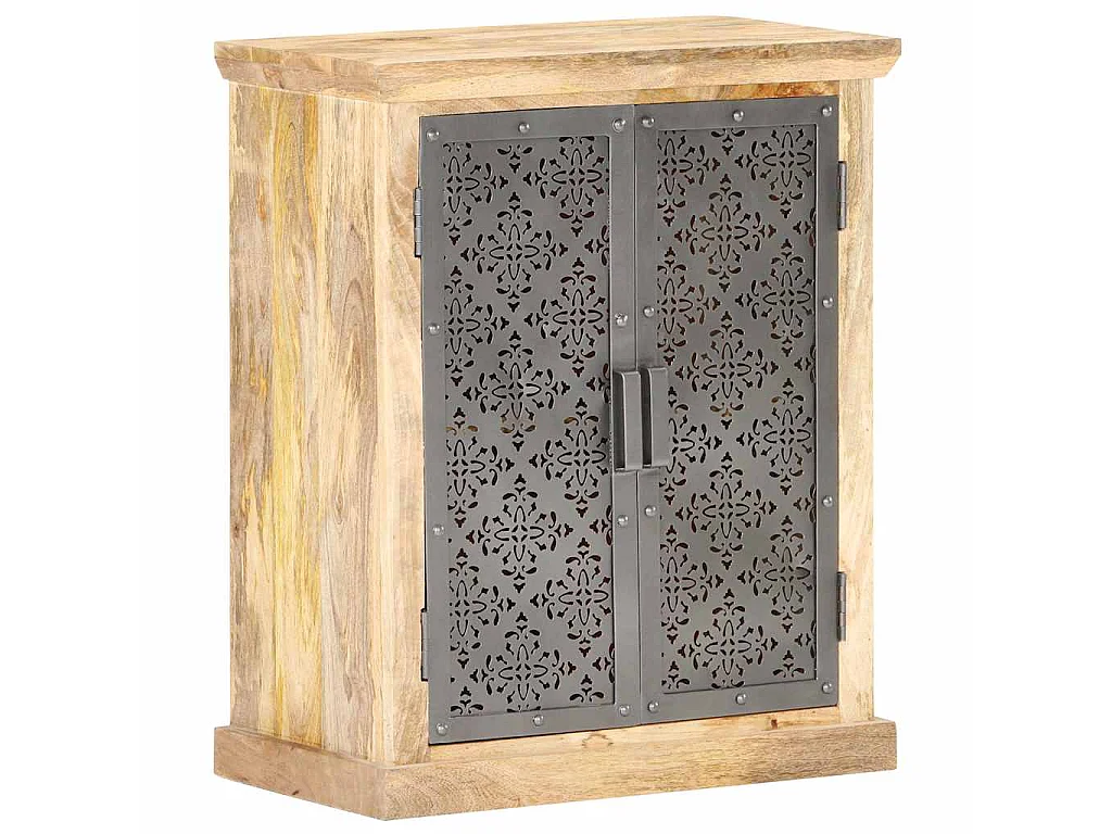 Dressoir met stalen deuren 60x35x75 cm massief mangohout