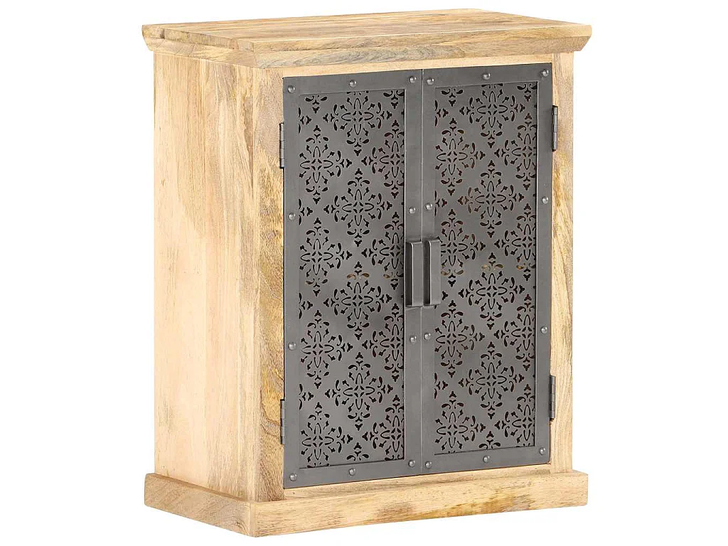 Dressoir met stalen deuren 60x35x75 cm massief mangohout