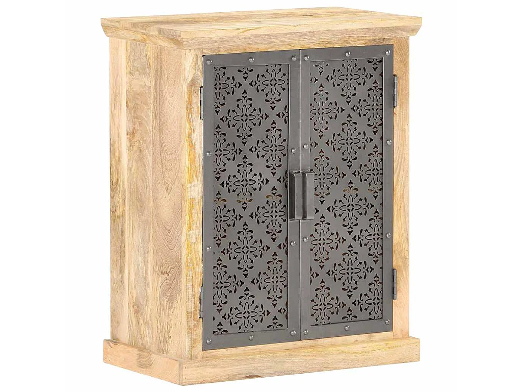 Dressoir met stalen deuren 60x35x75 cm massief mangohout