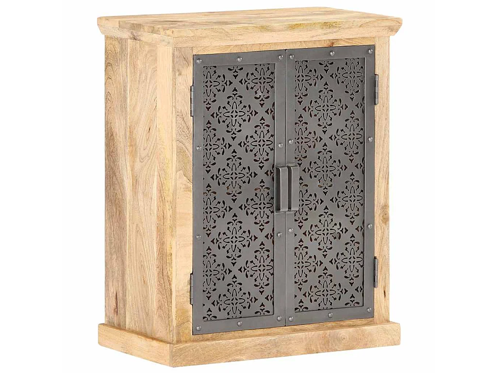 Dressoir met stalen deuren 60x35x75 cm massief mangohout