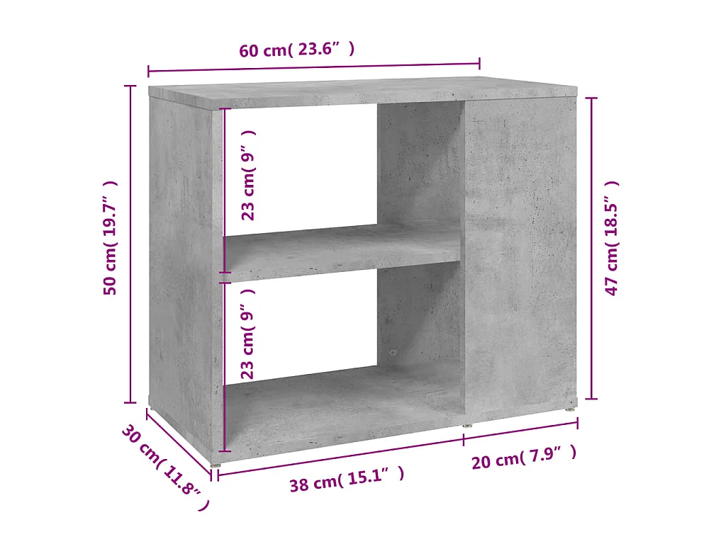 Armoire latérale Gris béton 60x30x50 cm Aggloméré
