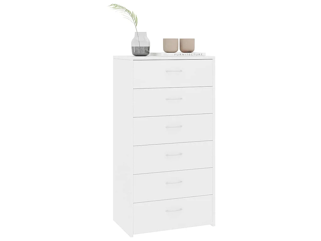 Buffet avec 6 tiroirs Blanc 50x34x96 cm Bois d'ingénierie