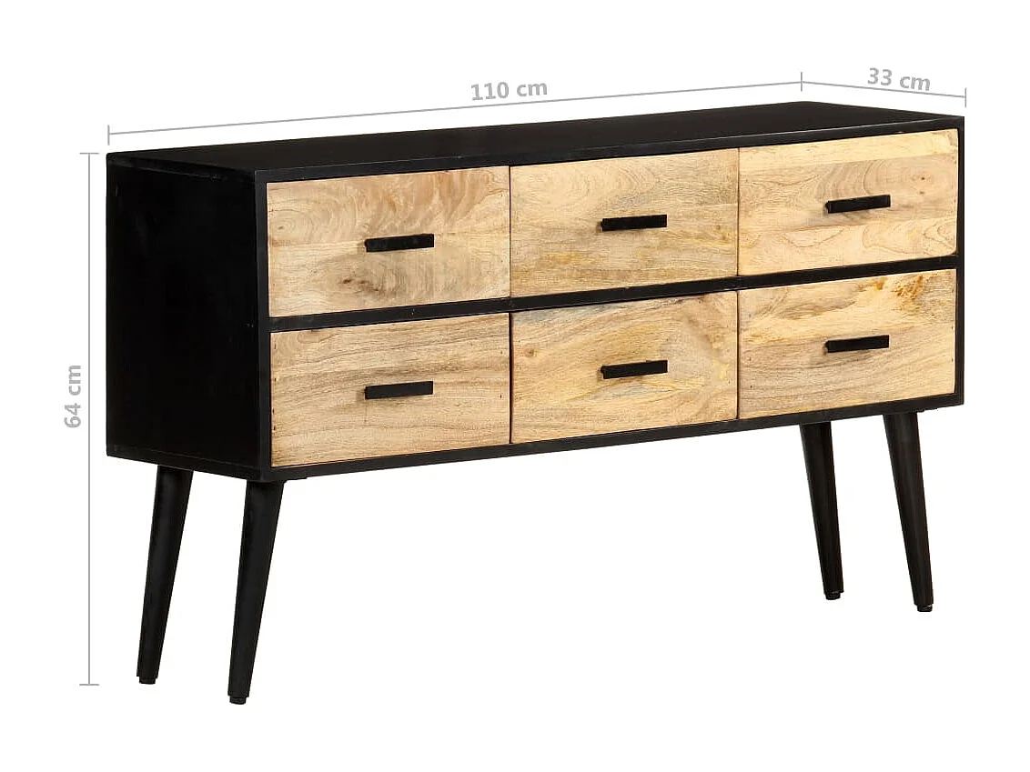 Credenza 110x33x64 cm in Legno Massello di Mango