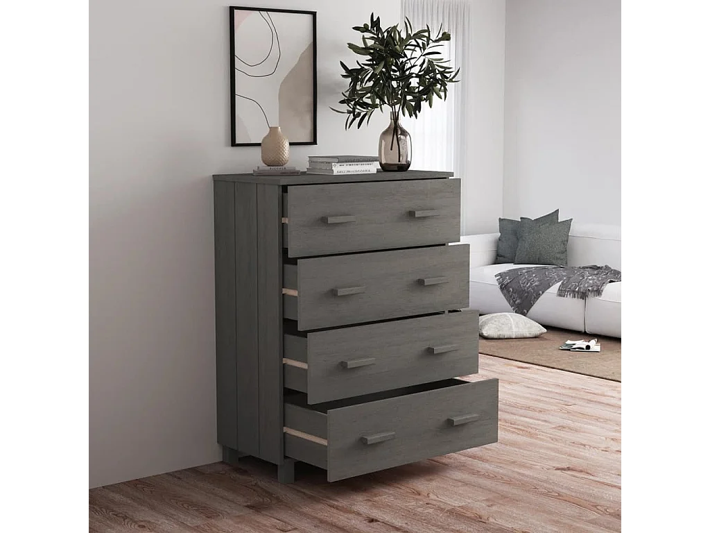 Buffet HAMAR Gris clair 79x40x103,5 cm Bois massif de pin