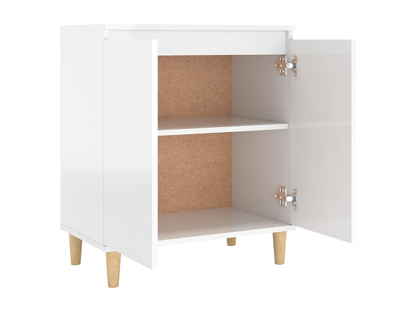 Sideboard mit Massivholz-Beinen Hochglanz-Weiß 60x35x70 cm