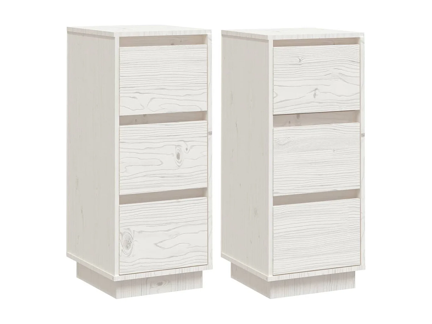 Credenze Bianche 2 pz 32x34x75 cm in Legno Massello di Pino