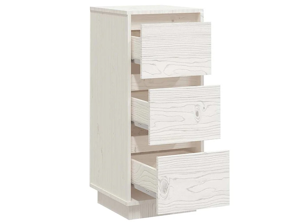 Credenze Bianche 2 pz 32x34x75 cm in Legno Massello di Pino