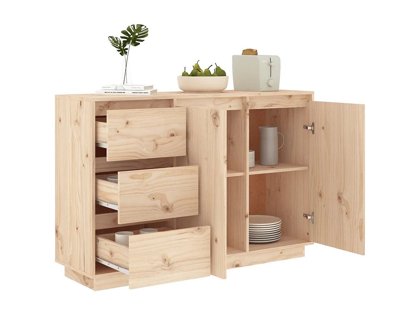 Dressoir 111x34x75 cm massief grenenhout