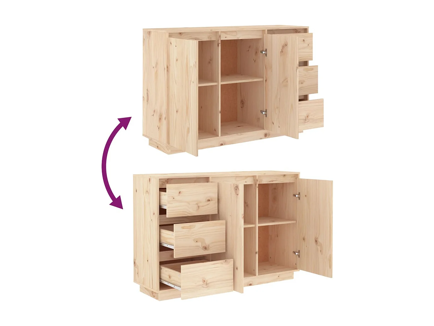 Dressoir 111x34x75 cm massief grenenhout