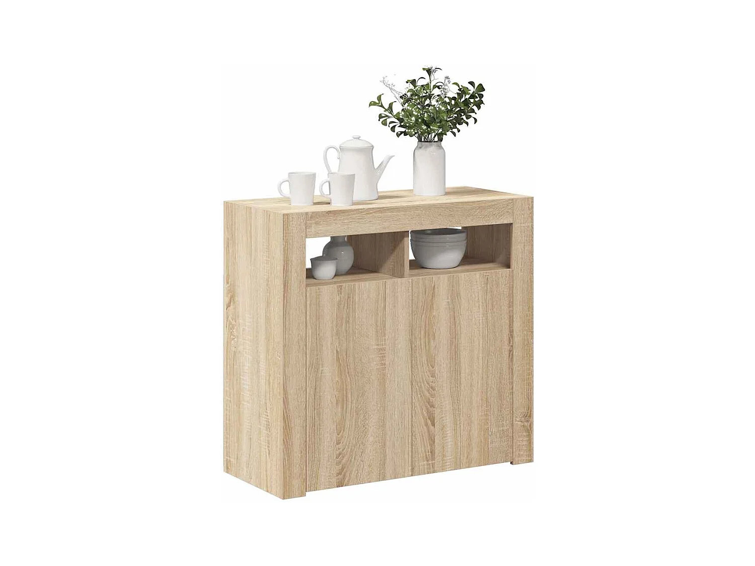 Dressoir met LED-verlichting 80x35x75 cm sonoma eikenkleurig