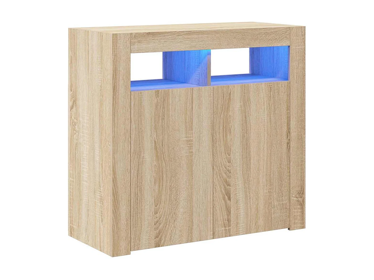Aparador com luzes LED 80x35x75 cm carvalho sonoma