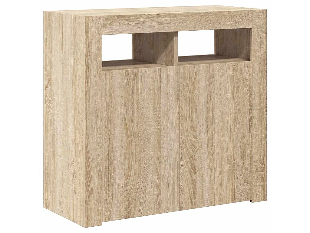 Aparador com luzes LED 80x35x75 cm carvalho sonoma