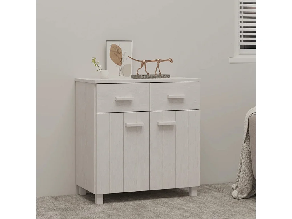 Sideboard HAMAR Weiß 79x40x80 cm Massivholz Kiefer