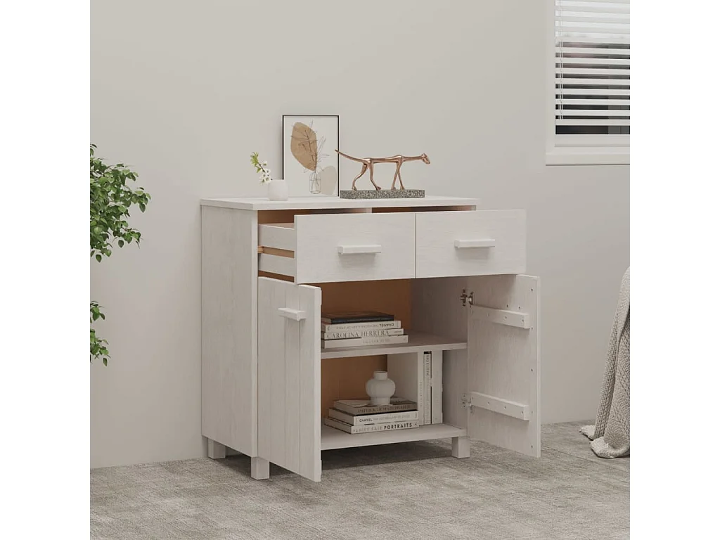 Sideboard HAMAR Weiß 79x40x80 cm Massivholz Kiefer