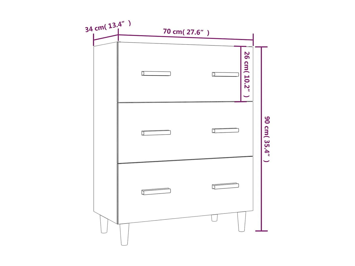 Dressoir 70x34x90 cm bewerkt hout sonoma eikenkleurig