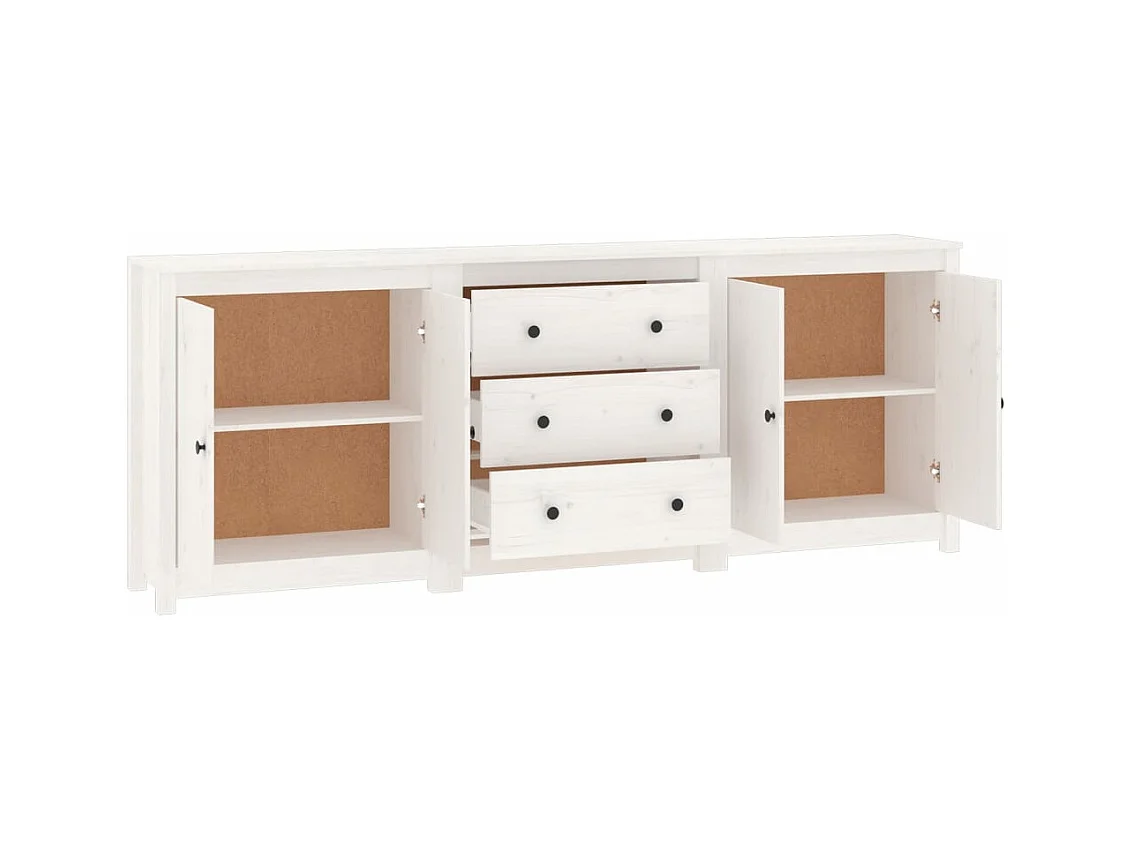 Buffet Blanc 210x35x80 cm Bois massif de pin