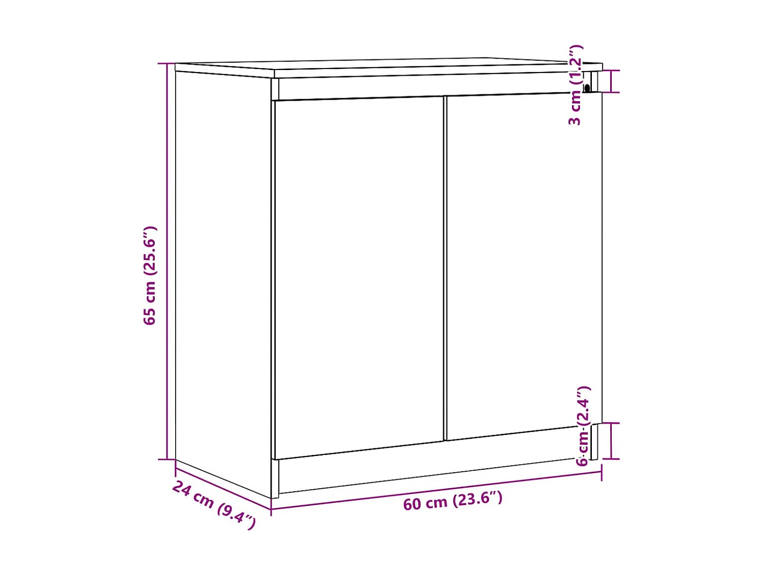 Armoire latérale blanc 60x36x65 cm bois de pin massif