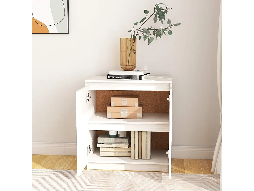 Armoire latérale blanc 60x36x65 cm bois de pin massif