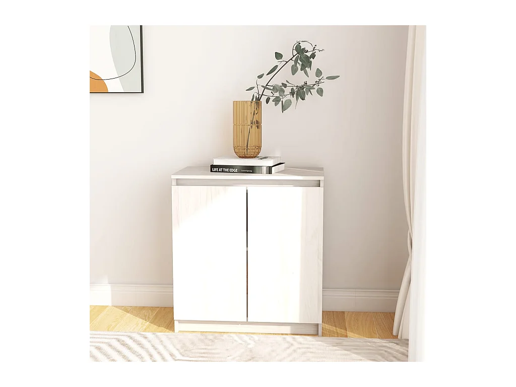 Armoire latérale blanc 60x36x65 cm bois de pin massif