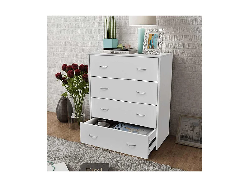 Credenza con 4 Cassetti 60x30,5x71 cm Bianca