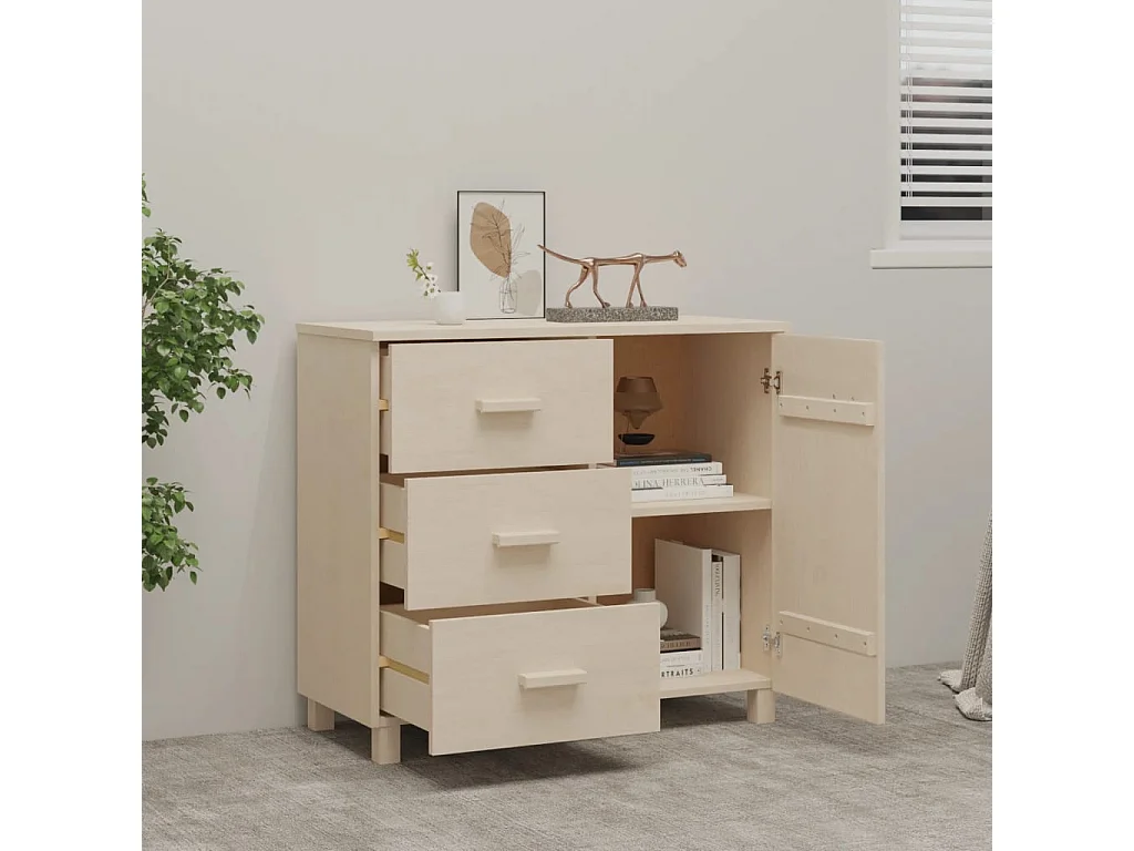 Aparador HAMAR madera de pino maciza marrón miel 90x40x80 cm