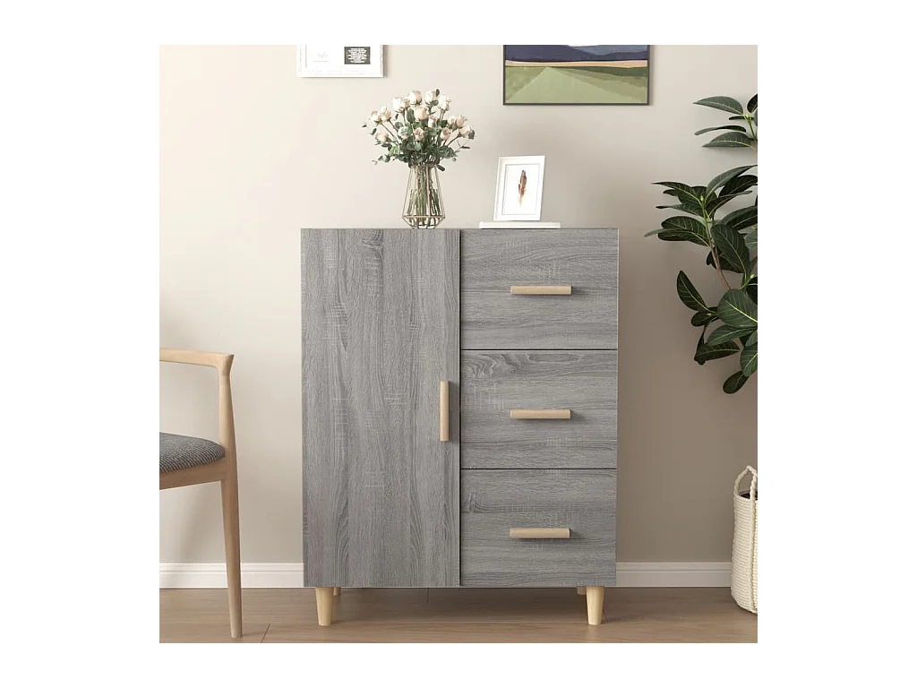 Dressoir 69,5x34x90 cm bewerkt hout grijs sonoma eikenkleurig