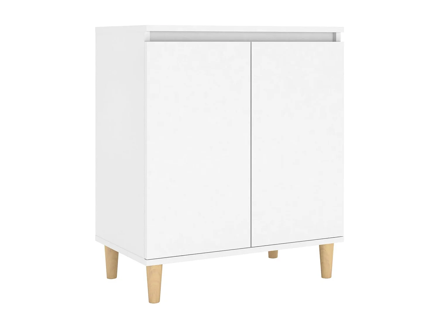 Buffet avec pieds en bois massif blanc bois d'ingénierie