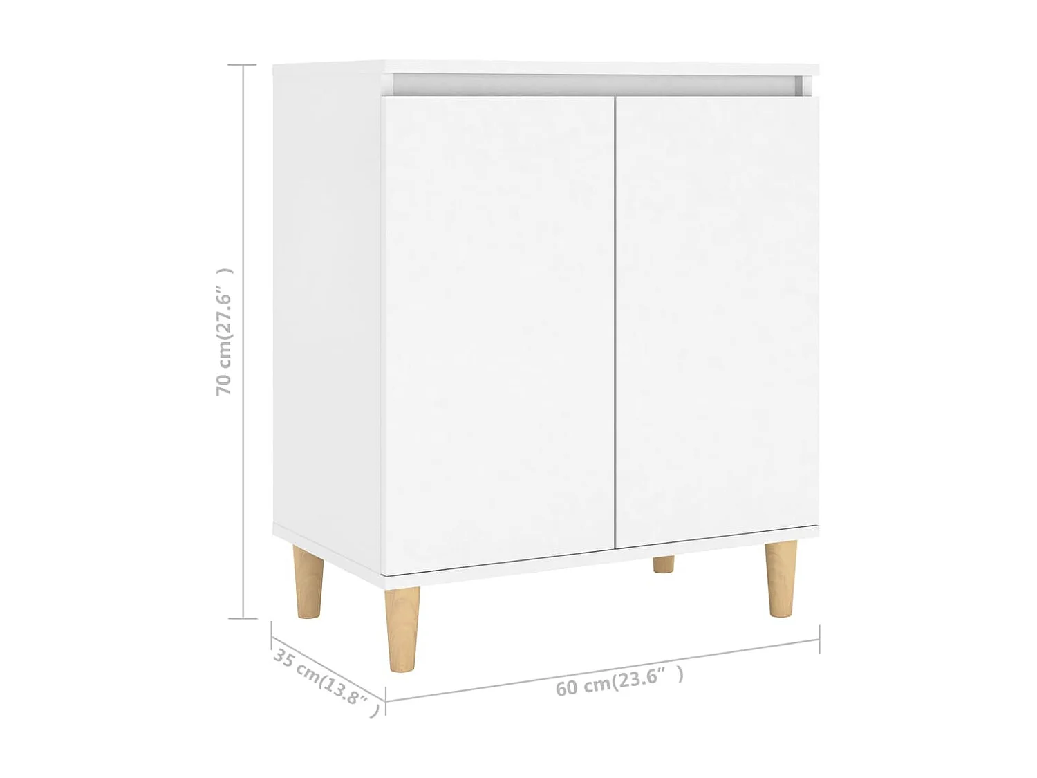 Buffet avec pieds en bois massif blanc bois d'ingénierie