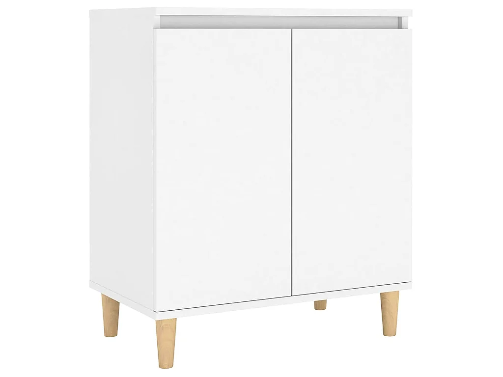 Buffet avec pieds en bois massif blanc bois d'ingénierie
