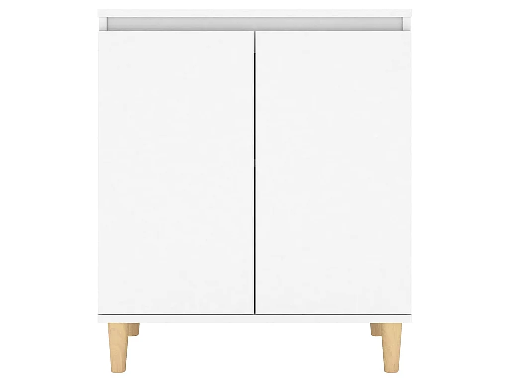 Buffet avec pieds en bois massif blanc bois d'ingénierie
