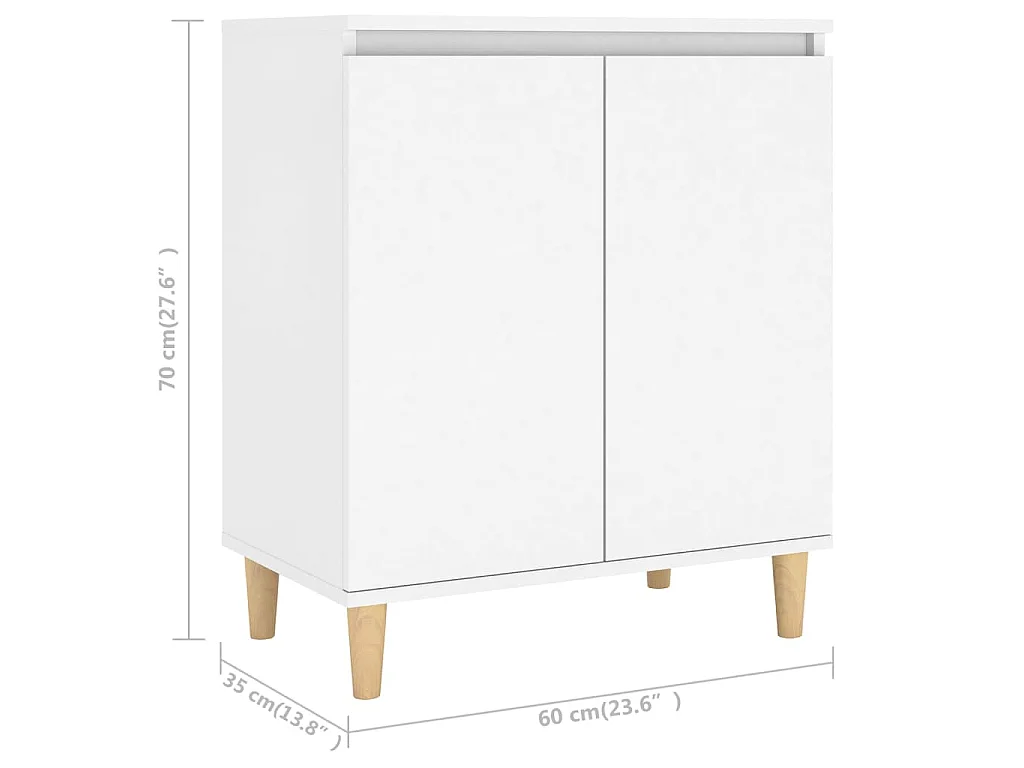 Buffet avec pieds en bois massif blanc bois d'ingénierie