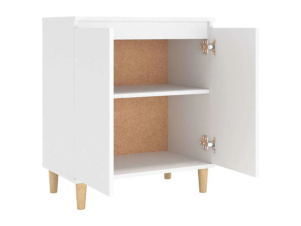 Buffet avec pieds en bois massif blanc bois d'ingénierie