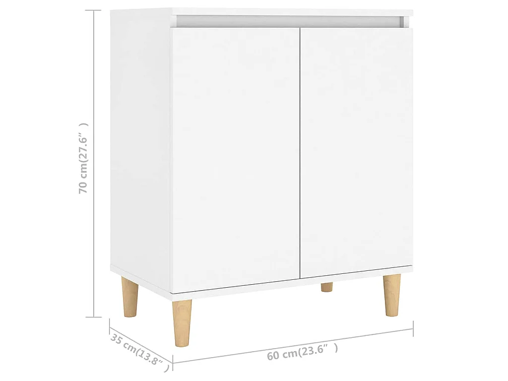 Buffet avec pieds en bois massif blanc bois d'ingénierie