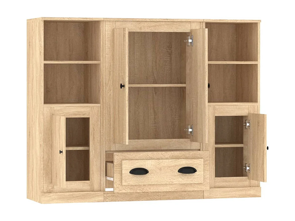 Buffets 3 pcs chêne sonoma bois d'ingénierie