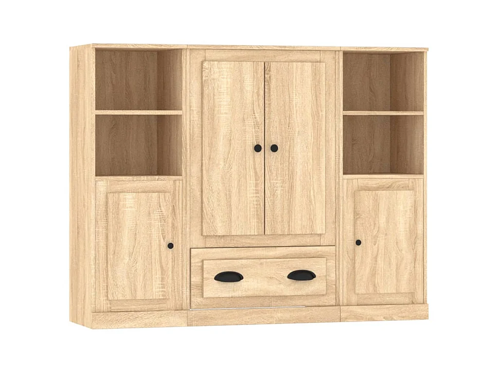 Buffets 3 pcs chêne sonoma bois d'ingénierie